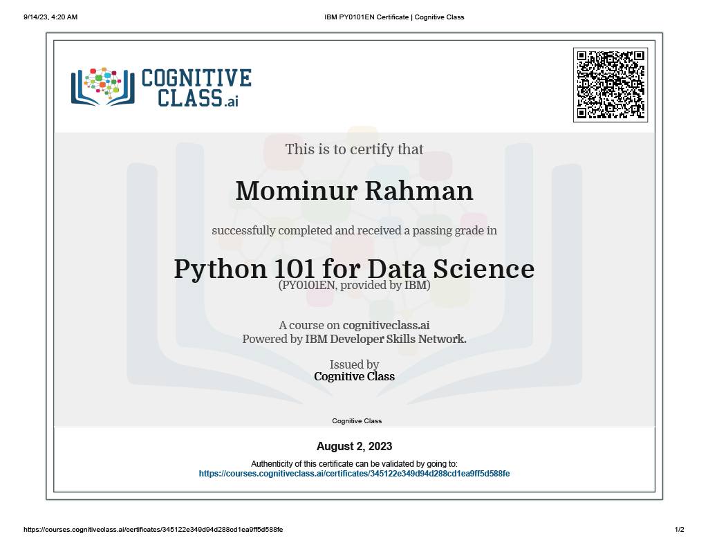 data science congintives certificate image